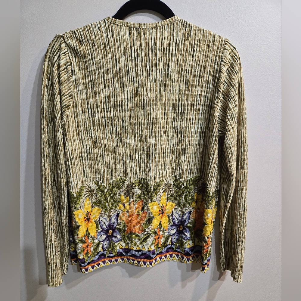 Pleat Pleat by Rafael Stretch Button Cardigan Floral Size M - Picture 2 of 9